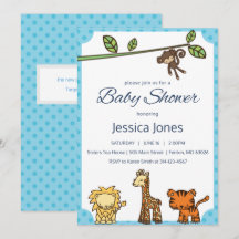 Jungle Animals Baby Shower Inbjudan