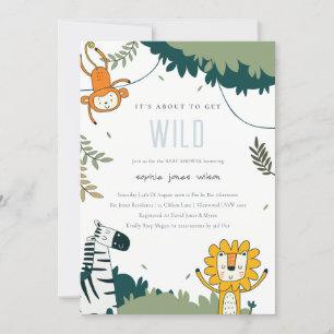 Jungle Animals Baby Shower Inbjudan i Tropiken för