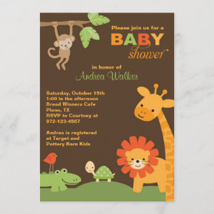Jungle Animals Baby Shower-inbjudan Inbjudningar