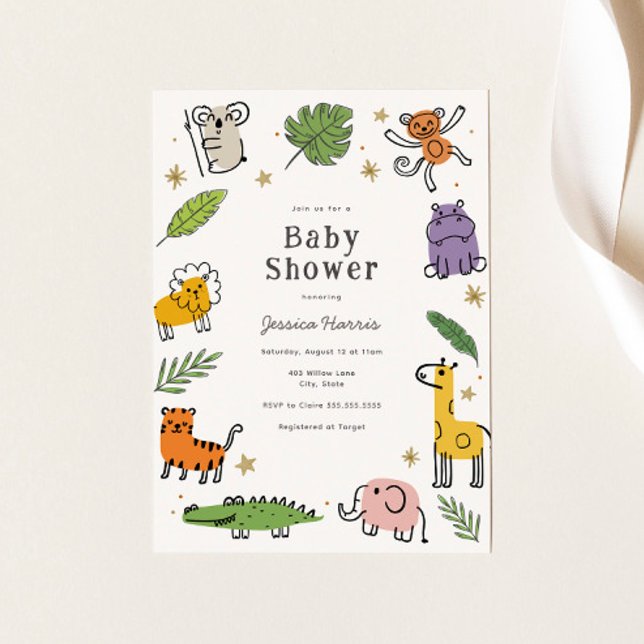 Jungle Animals Baby Shower-inbjudan Inbjudningar (Skapare uppladdad)