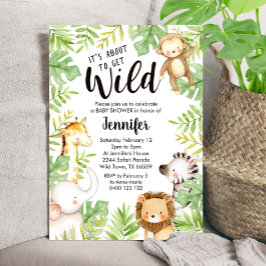Jungle Animals Baby Shower-inbjudan Safari Baby Inbjudningar