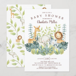 Jungle Animals Baby Shower Inbjudningar