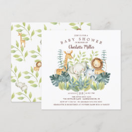 Jungle Animals Baby Shower Inbjudningar