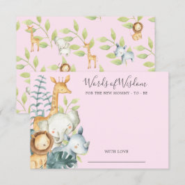 Jungle Animals Baby Shower Ord of Wisdom Card Inbjudningar