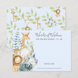 Jungle Animals Baby Shower Ord of Wisdom Card Inbjudningar