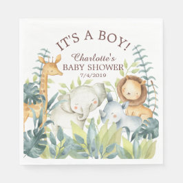 Jungle Animals Baby Shower Papper Napkins Pappersservett