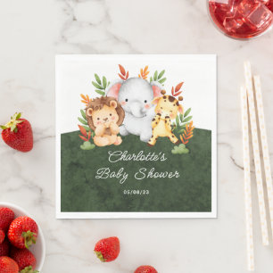 Jungle Animals Baby Shower Papper Napkins Pappersservett