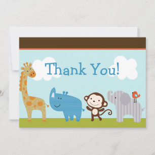 Jungle Animals Baby Shower Tack för ditt kort