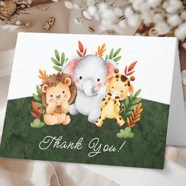 Jungle Animals Baby Shower Tack Kort (Skapare uppladdad)