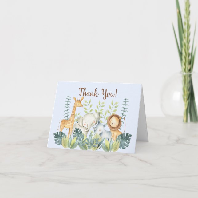 Jungle Animals Baby Shower Tackkort (Framsida)