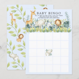 Jungle Animals BINGO Baby Shower Game Inbjudningar