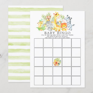 Jungle Animals BINGO Baby Shower Game Inbjudningar