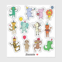 Jungle Animals Birthday Sticker lakan