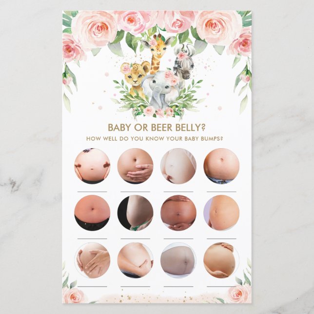 Jungle Animals Blommigt Baby eller Beer Belly Game (Framsida)