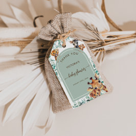 Jungle Animals Boho Baby Shower Märkre för Tack Presentetikett