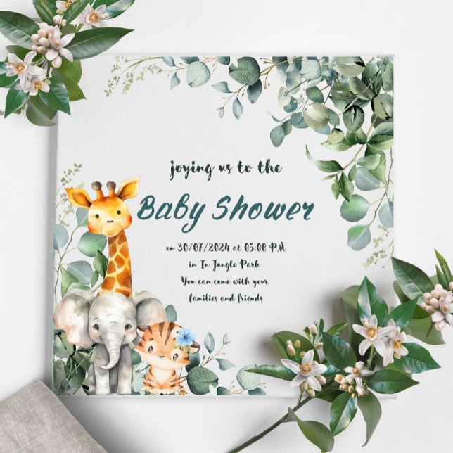 Jungle Animals Boy Baby Shower-inbjudan Inbjudningar (Skapare uppladdad)