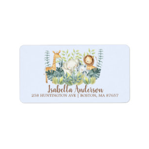Jungle Animals Boys Baby Shower-adressetikett Adressetikett