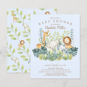 Jungle Animals Boys Baby Shower Inbjudningar