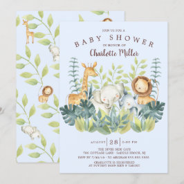 Jungle Animals Boys Baby Shower Inbjudningar