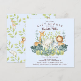 Jungle Animals Boys Baby Shower Inbjudningar