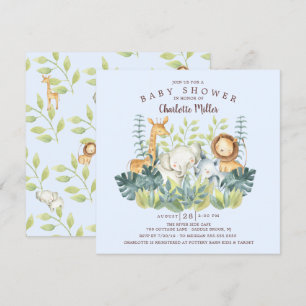 Jungle Animals Boys Baby Shower Inbjudningar