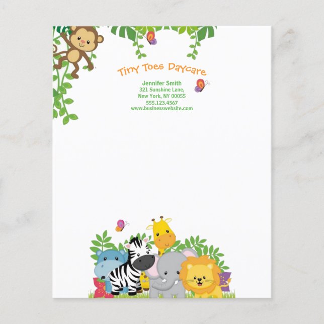 Jungle Animals Child Daycare Business Letterhead (Framsida)