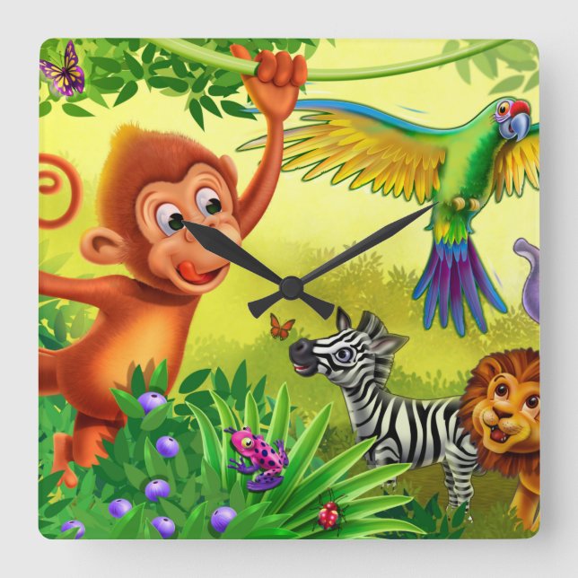 Jungle animals children's klocka (Framsida)