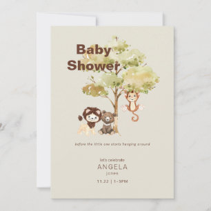 Jungle Animals Cream Boy Shower Inbjudningar