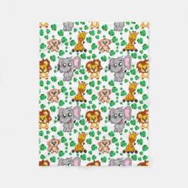 Jungle Animals Cute Safari Vild Tecknad Mönster Fleecefilt