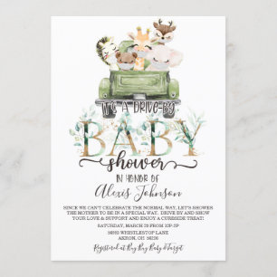 Jungle Animals Drive by Animal Baby Shower Inbjudningar