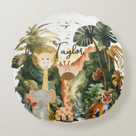 Jungle Animals Exotic Safari Dream Round Pillow Rund Kudde