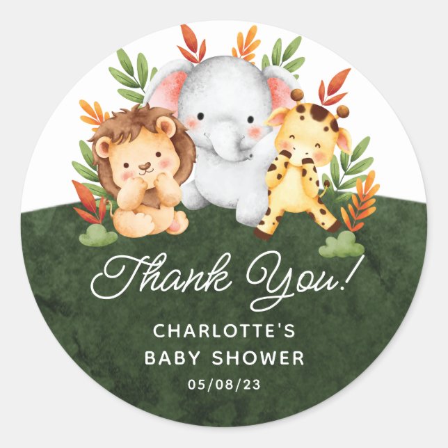 Jungle Animals föredrar Klassisk rund etikett (Framsida)