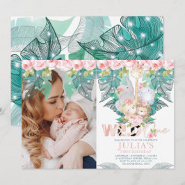 Jungle Animals första födelsedagsfoto Inbjudningar