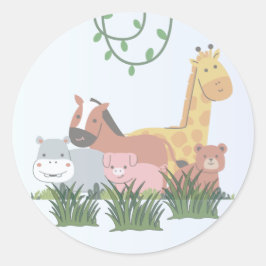 Jungle Animals Gender Reveal Sticker Runt Klistermärke
