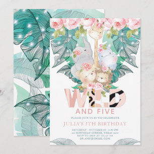 Jungle Animals Girl Birthday Cute Inbjudningar