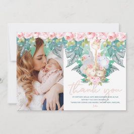 Jungle Animals Girl Birthday Photo Tack Kort