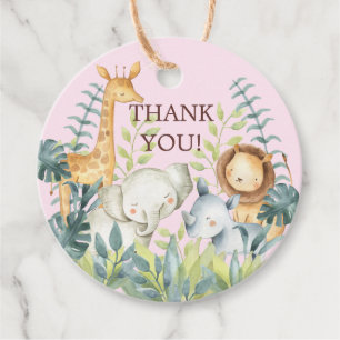 Jungle Animals Girls Baby Shower Favor Gift Märkre Gåvor Etiketter