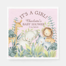Jungle Animals Girls Baby Shower Pappra Napkins Pappersservett