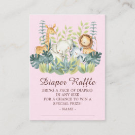 Jungle Animals Girls Baby Shower Raffle Tilläggskort