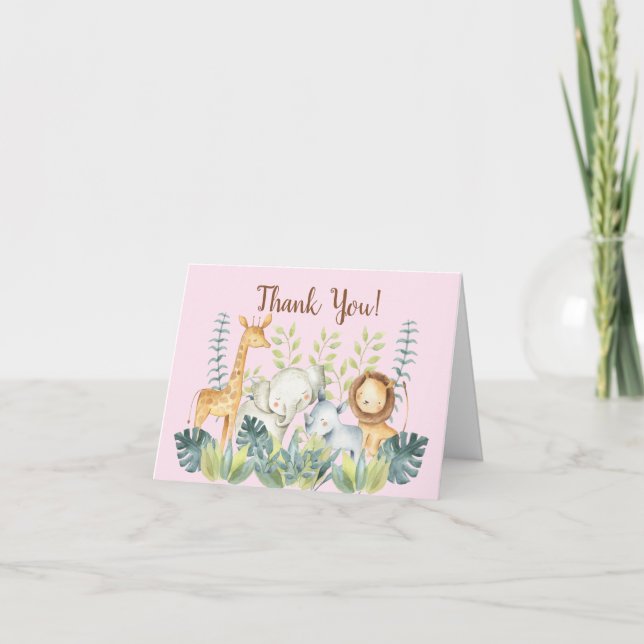 Jungle Animals Girls Baby Shower Tack (Framsida)