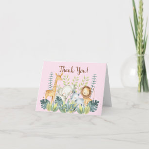 Jungle Animals Girls Baby Shower Tack Kort