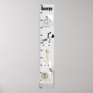Jungle Animals Grått Growth Chart-Behålla vid 8x44 Poster