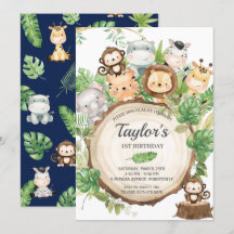 Jungle Animals Greenery 1:a födelsedagen