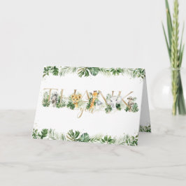 Jungle Animals Greenery 1st Birthday Baby Shower Tack Kort