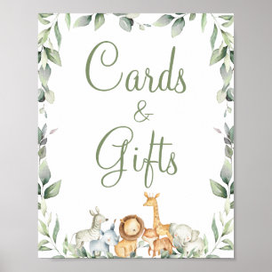 Jungle Animals Greenery Baby Shower Cards Gifts Poster