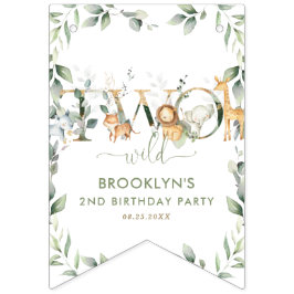 Jungle Animals Greenery Två Vilder andra födelseda Vimplar