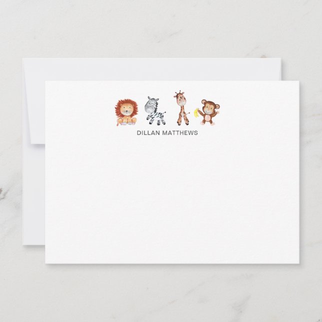 Jungle Animals Kids-anteckningskort Anteckningskort (Framsida)