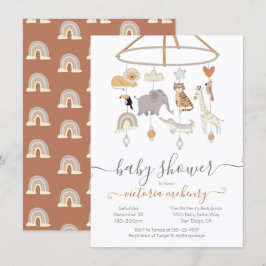 Jungle Animals Mobile Baby Shower Inbjudningar
