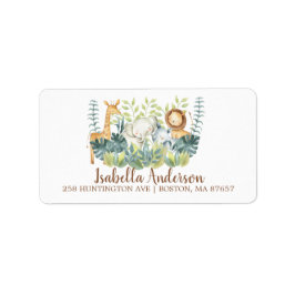 Jungle Animals Neutralt Baby Shower Address Label Adressetikett