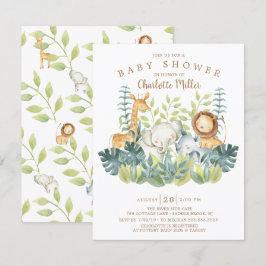 Jungle Animals Neutralt Baby Shower Inbjudningar